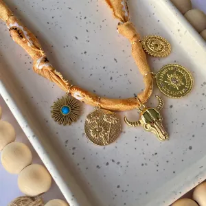 BANDANA CHARM NECKLACE | 5 CHARMS | GOLD FILLED