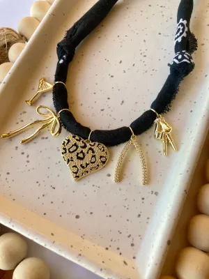 Bandana Charm Necklace | 5 Charms | Gold Filled