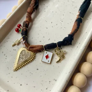 BANDANA CHARM NECKLACE | 5 CHARMS | GOLD FILLED