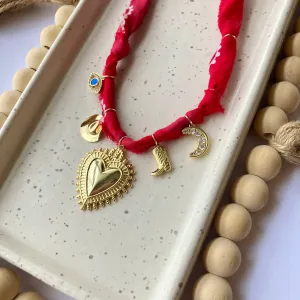 BANDANA CHARM NECKLACE | 5 CHARMS | GOLD FILLED
