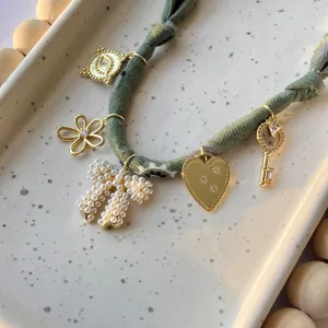 BANDANA CHARM NECKLACE | 5 CHARMS | GOLD FILLED