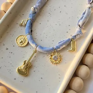 BANDANA CHARM NECKLACE | 5 CHARMS | GOLD FILLED