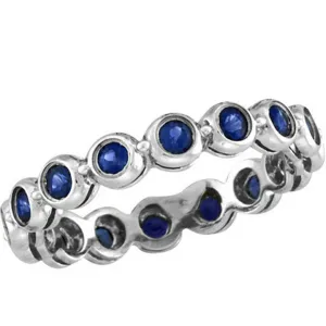 BEZEL SET ETERNITY SAPPHIRE RING BAND 14K GOLD (1.12 CTW)