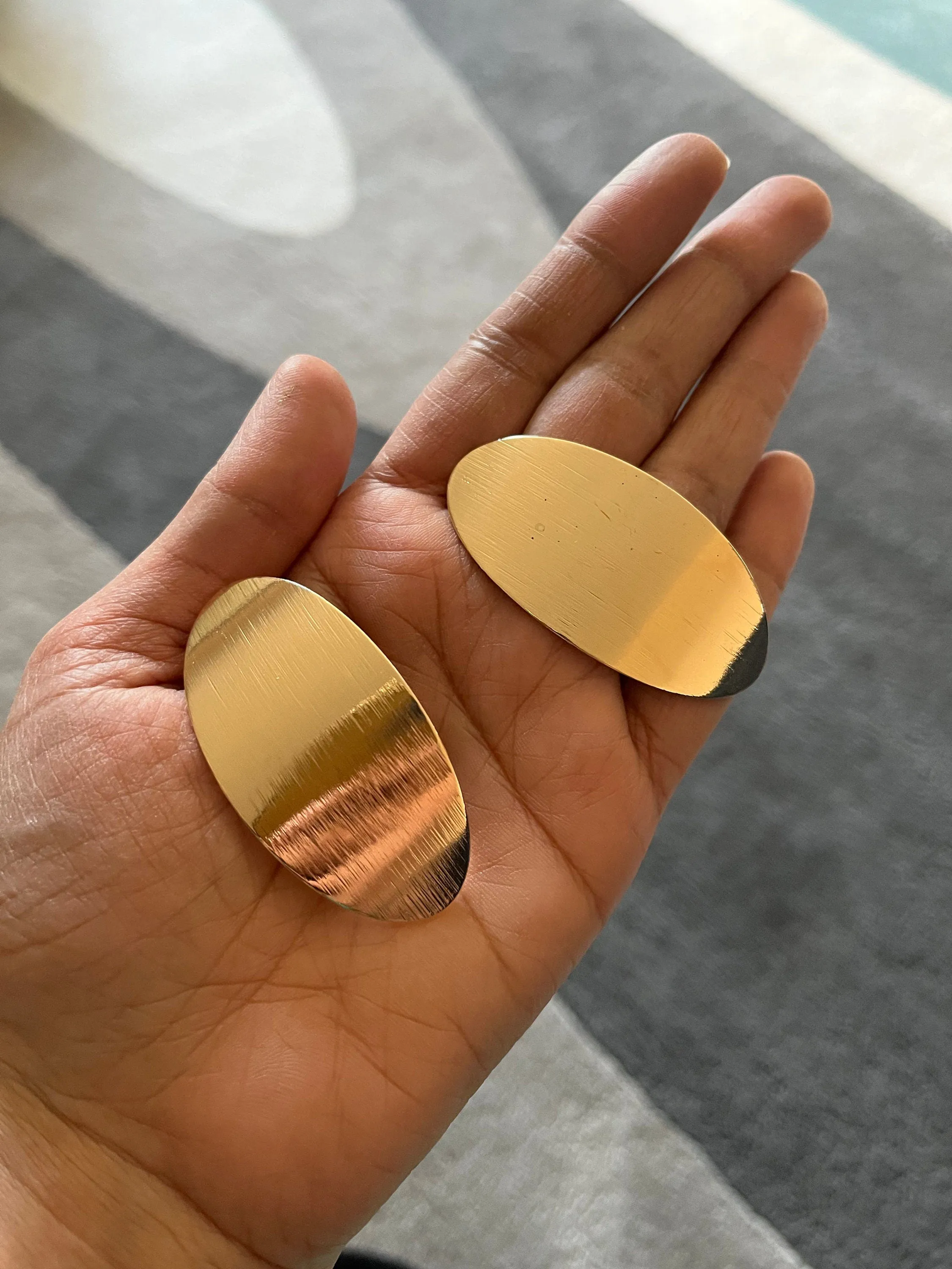 Big gold earrings , gold studs large brushed metal earring , huge gold stud earring , oval  gold earrings , chunky gold studs big