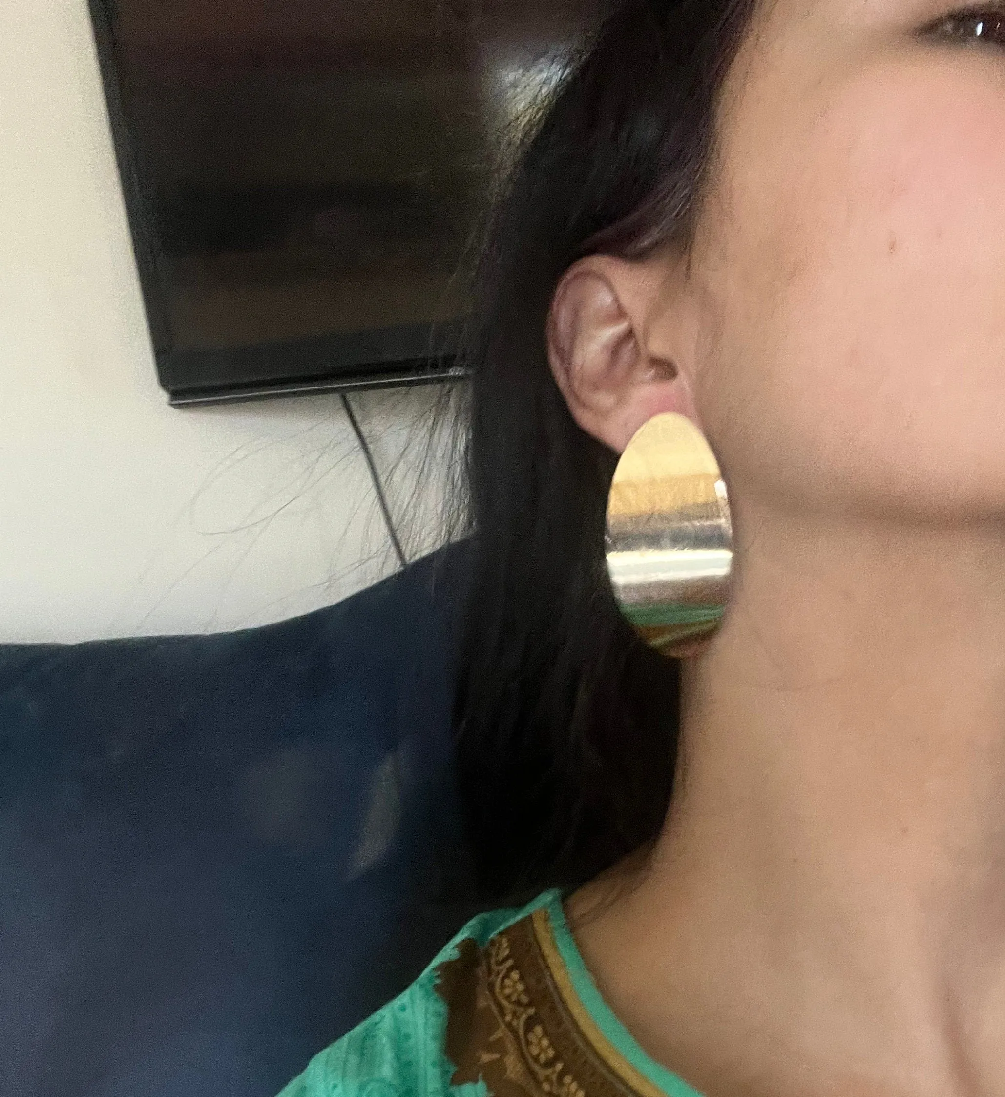 Big gold earrings , gold studs large brushed metal earring , huge gold stud earring , oval  gold earrings , chunky gold studs big