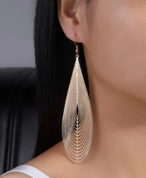Big gold earrings , lightweight thin large  gold earrings , drop earring , gold statement earrings , chunky gold metal earrings gold pierced