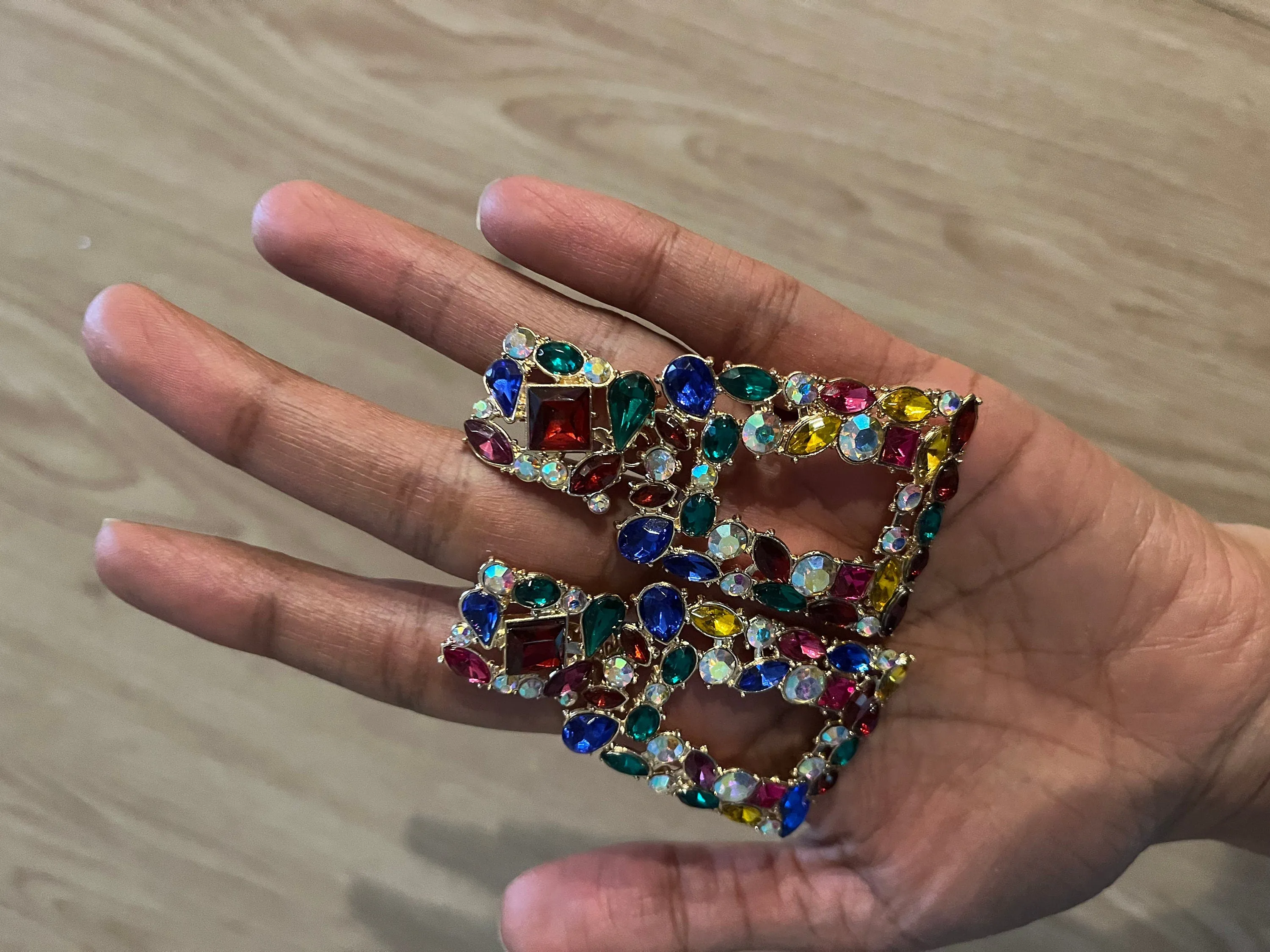 Big Multicolor earring , multicolored earrings , big crystal earrings , big red earrings , big blue earrings , green blue red pink earrings