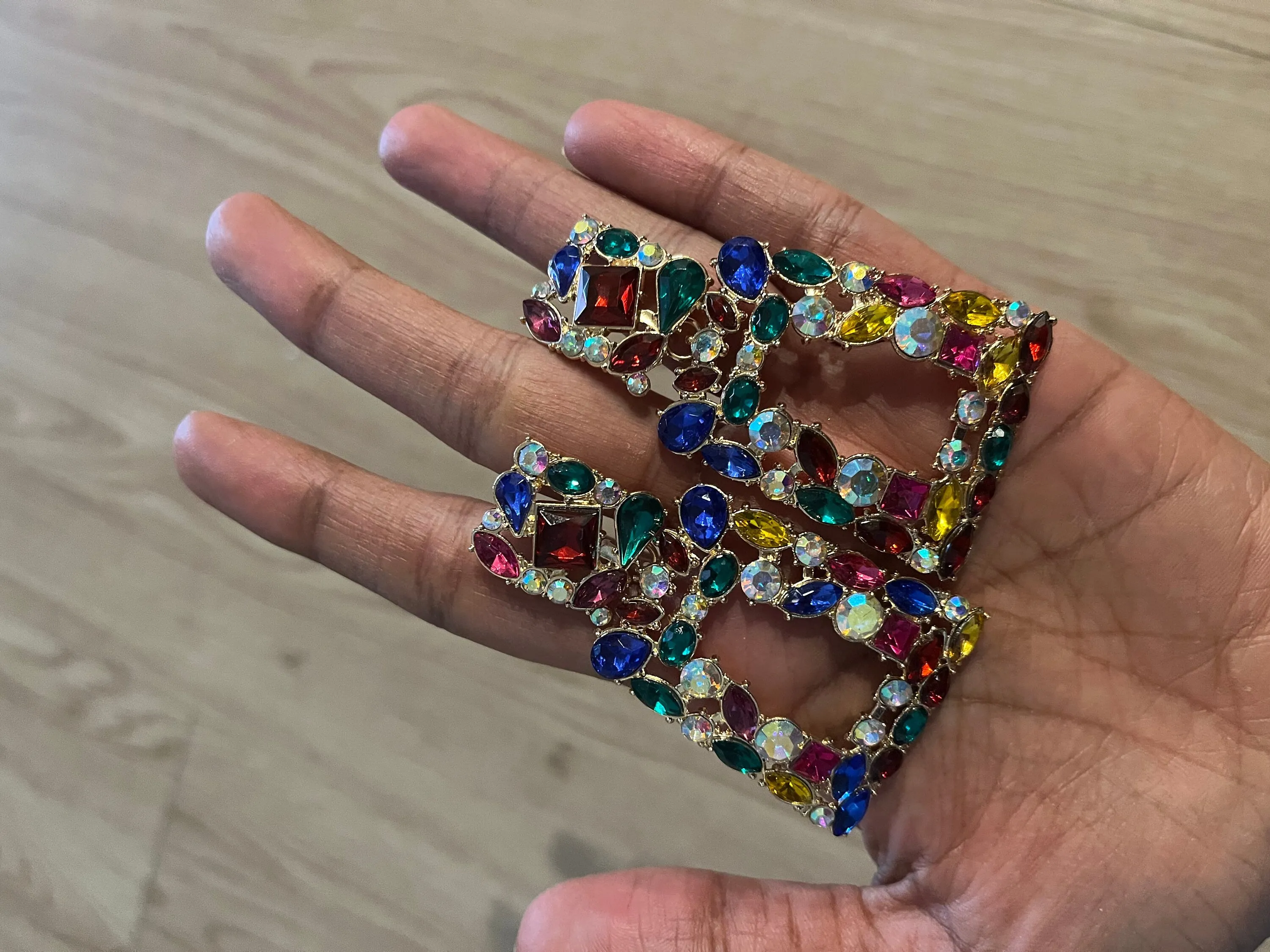 Big Multicolor earring , multicolored earrings , big crystal earrings , big red earrings , big blue earrings , green blue red pink earrings
