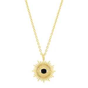 Black CZ Evil Eye Starburst Necklace