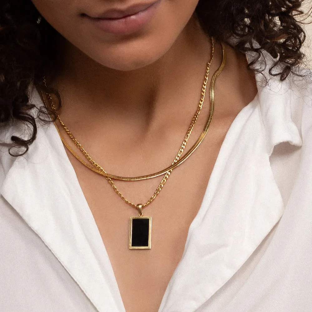 Black Enamel Pendant Necklace