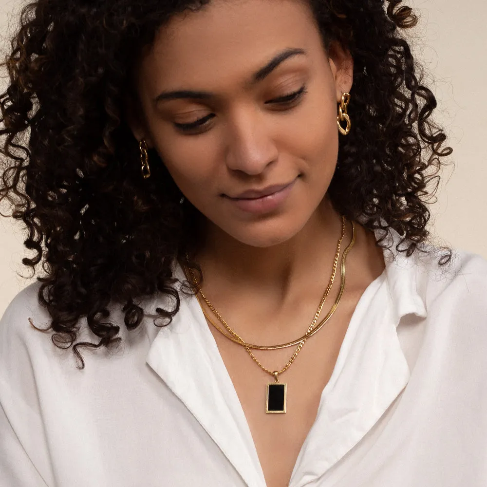 Black Enamel Pendant Necklace