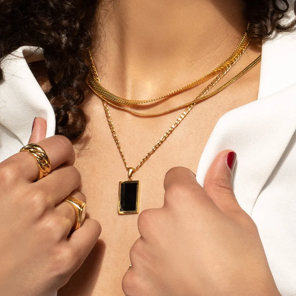 Black Enamel Pendant Necklace