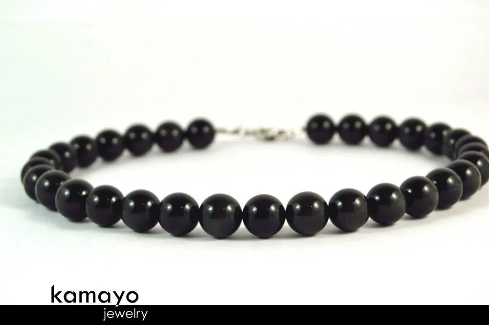 BLACK OBSIDIAN NECKLACE - Big Round Beads