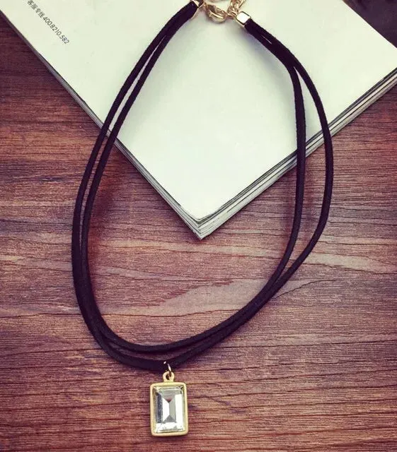 Black Velvet Choker Necklace Gold Chain Bar Chokers Necklace For Women