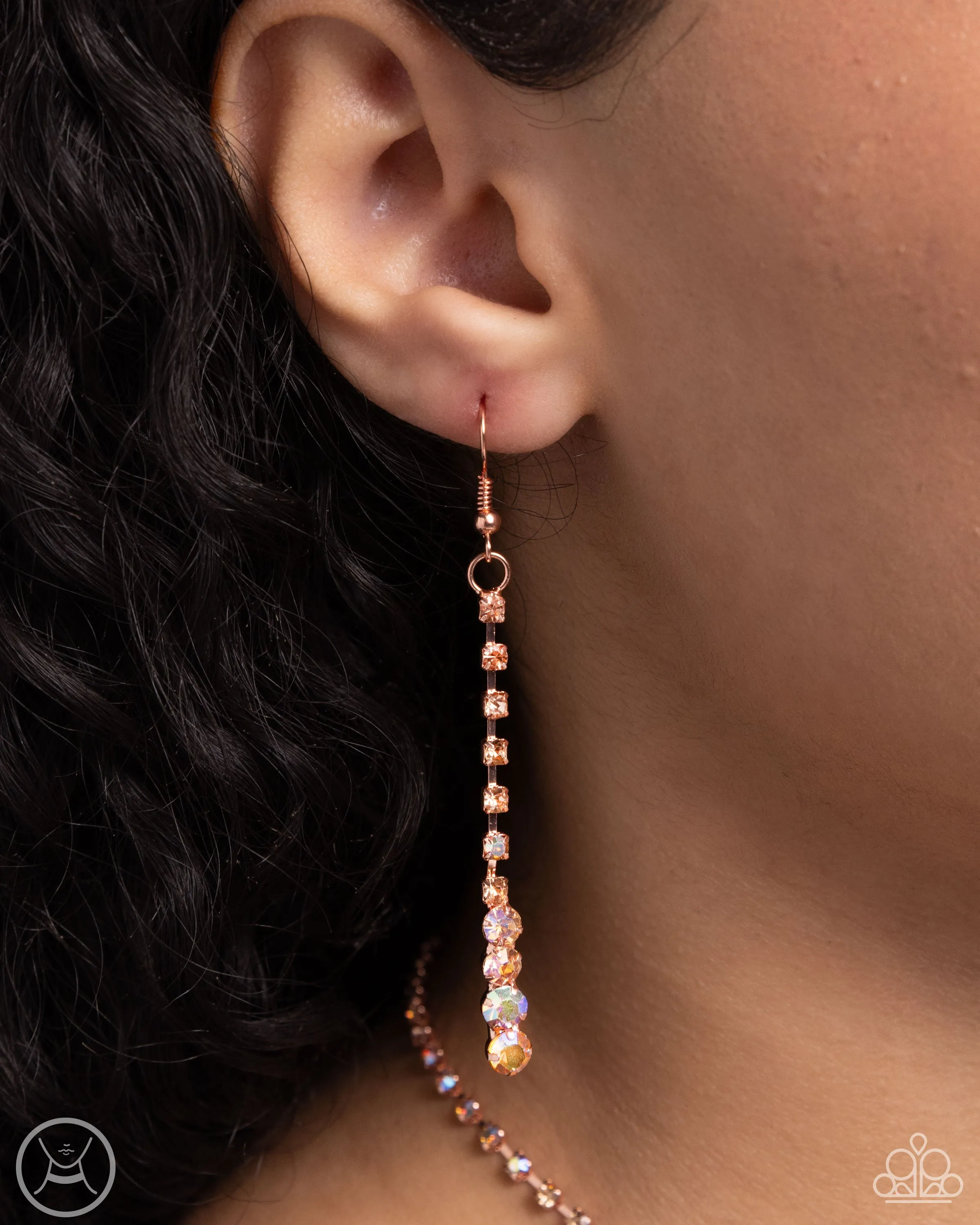 Blinding Balance - Copper - Peach and Iridescent Rhinestone Paparazzi Short Necklace