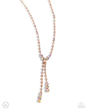 Blinding Balance - Copper - Peach and Iridescent Rhinestone Paparazzi Short Necklace