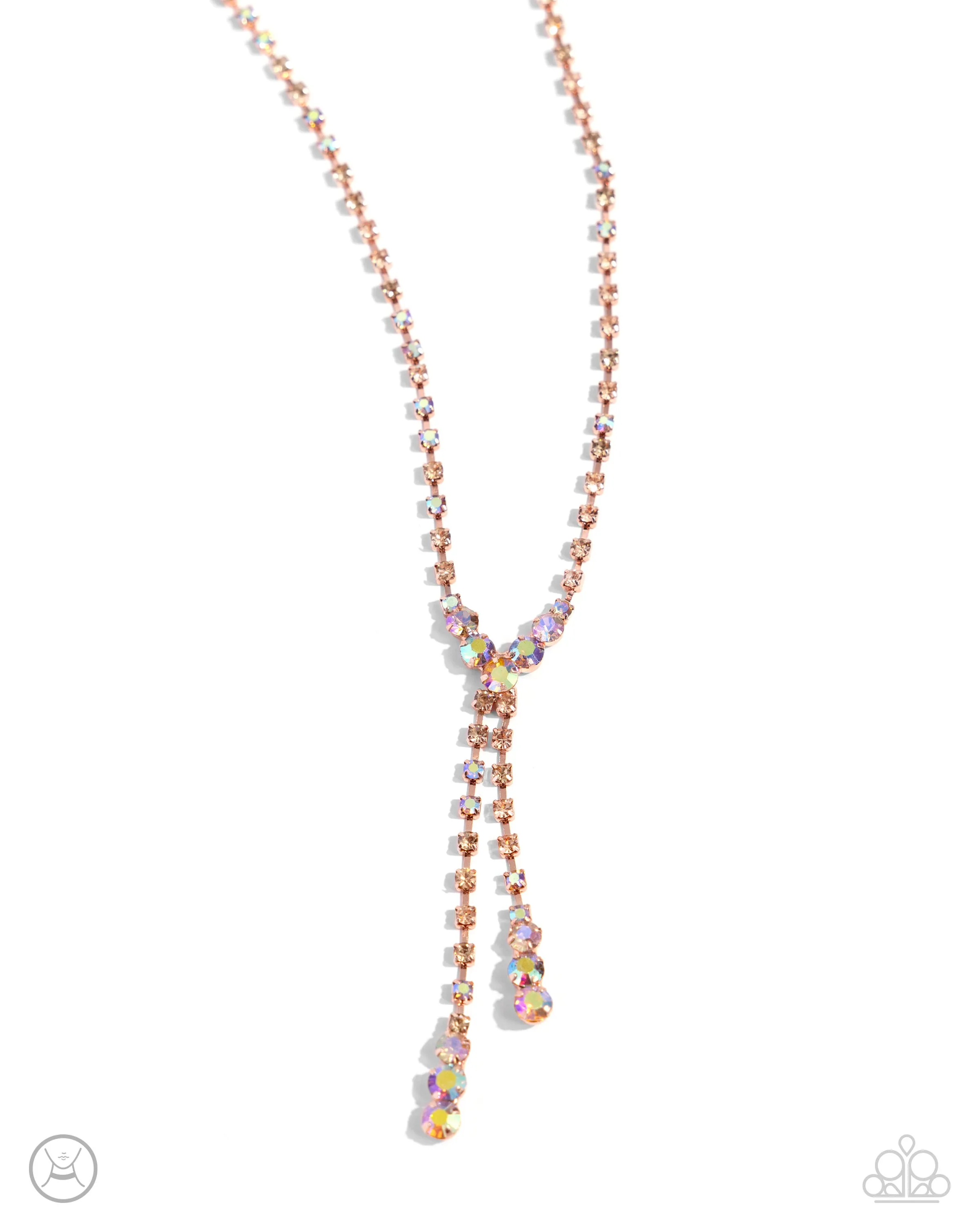 Blinding Balance - Copper - Peach and Iridescent Rhinestone Paparazzi Short Necklace