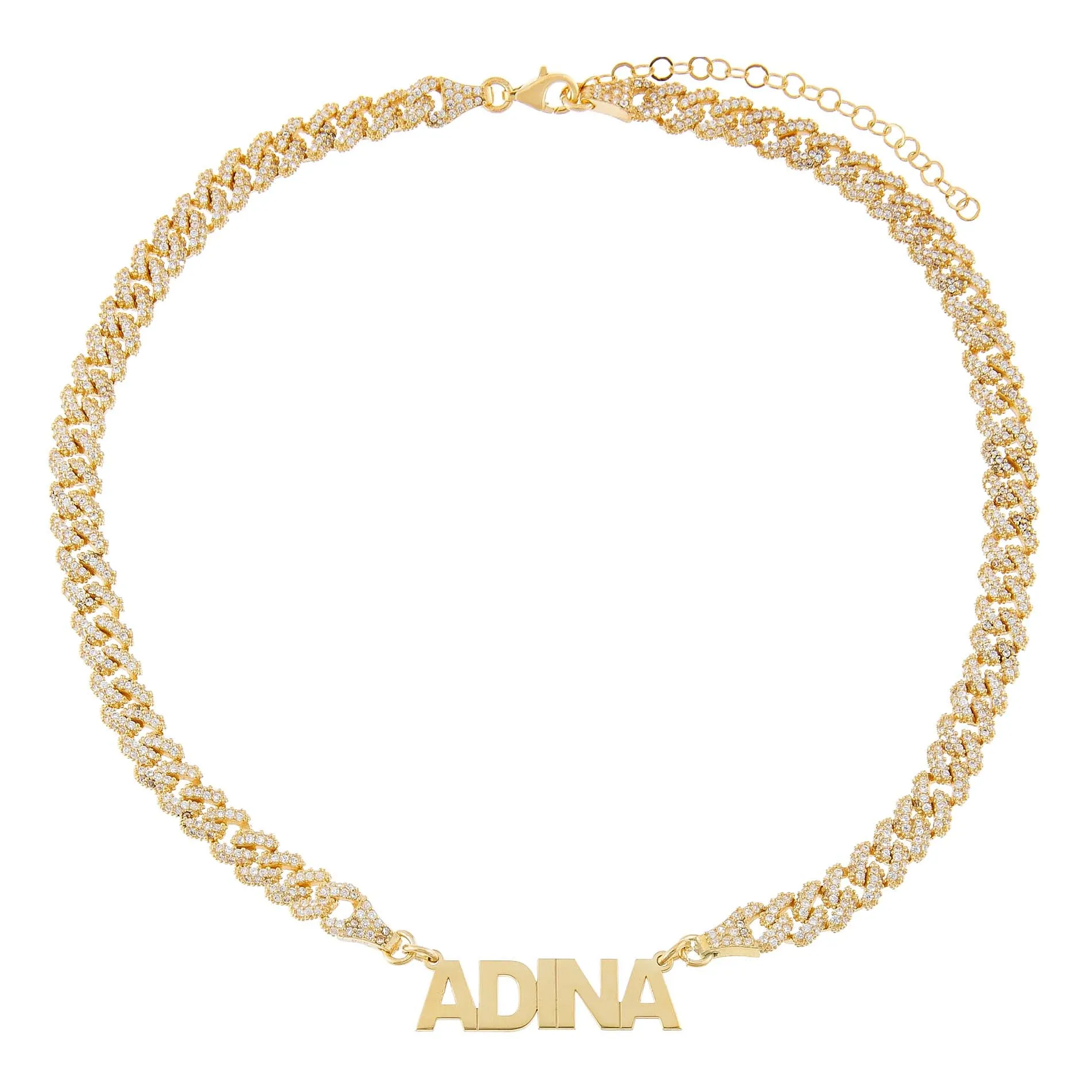 Block Nameplate Pavé Chain Link Choker