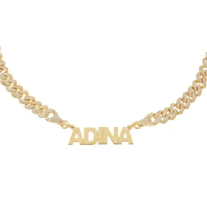 Block Nameplate Pavé Chain Link Choker