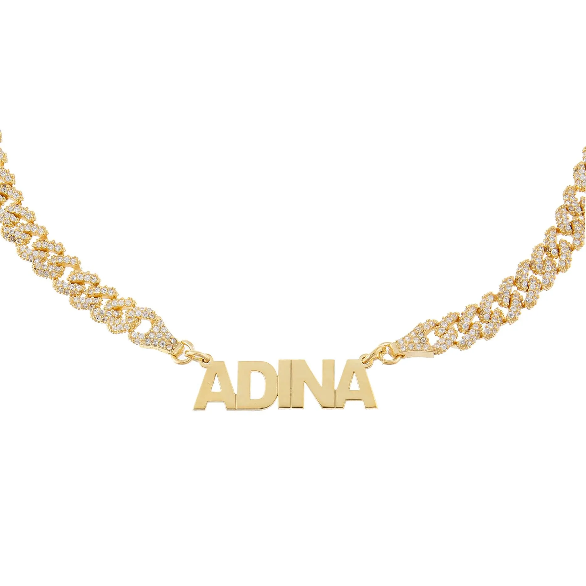 Block Nameplate Pavé Chain Link Choker