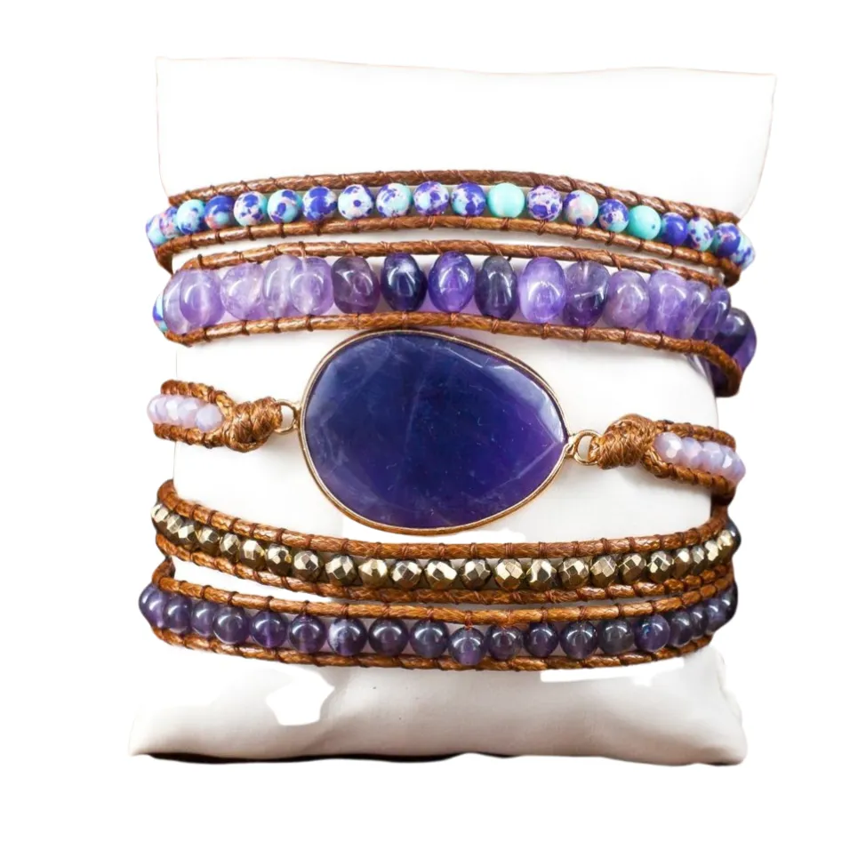 Boho & Mala Amethyst Stone Wrap Bracelet WB10010