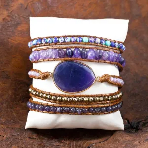 Boho & Mala Amethyst Stone Wrap Bracelet WB10010