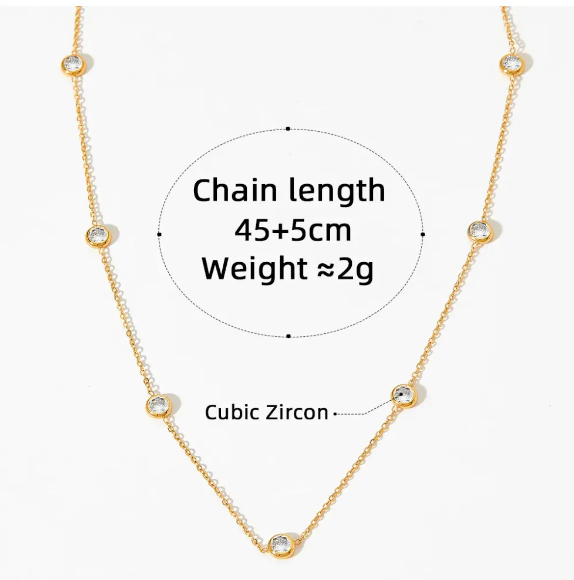 Boho & Mala Clear Zirconia Stainless Steel Pendant Necklace