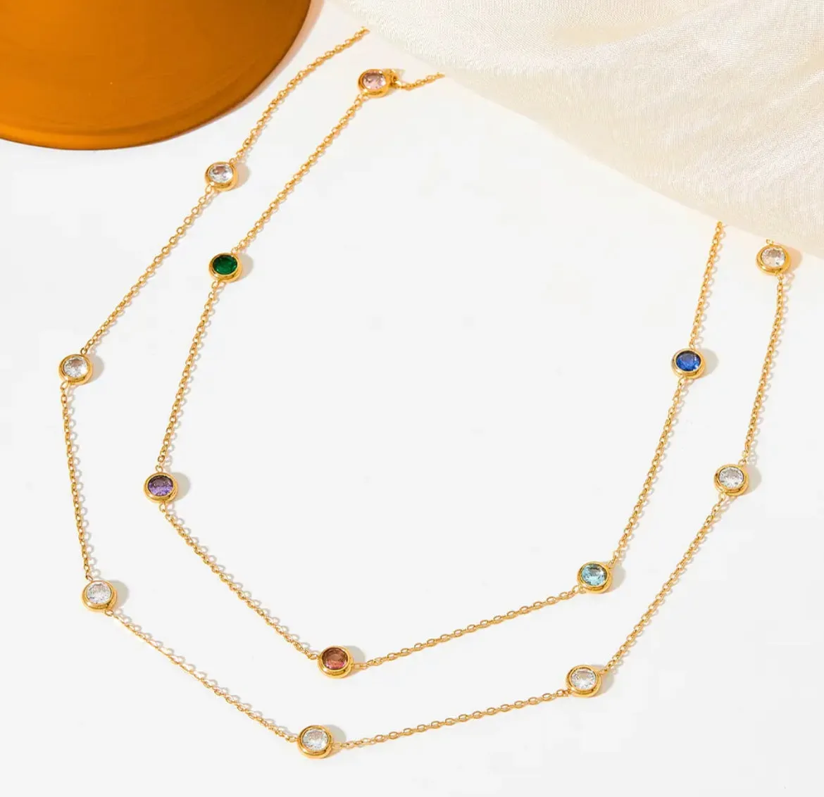 Boho & Mala Clear Zirconia Stainless Steel Pendant Necklace
