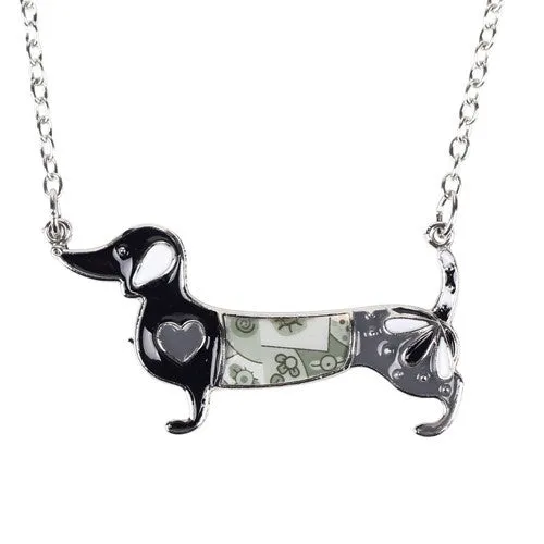 Bonsny Statement Metal Alloy Enamel Dachshund Dog Choker Necklace Chain Collar Pendant Fashion Jewelry For Women