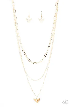 Bountiful Butterflies Gold Paparazzi Necklace