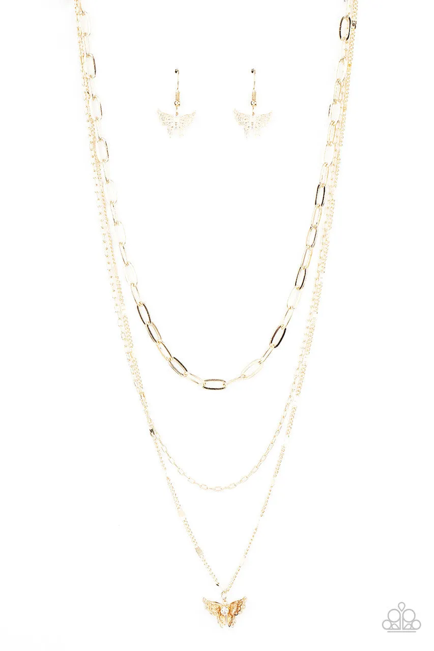 Bountiful Butterflies Gold Paparazzi Necklace
