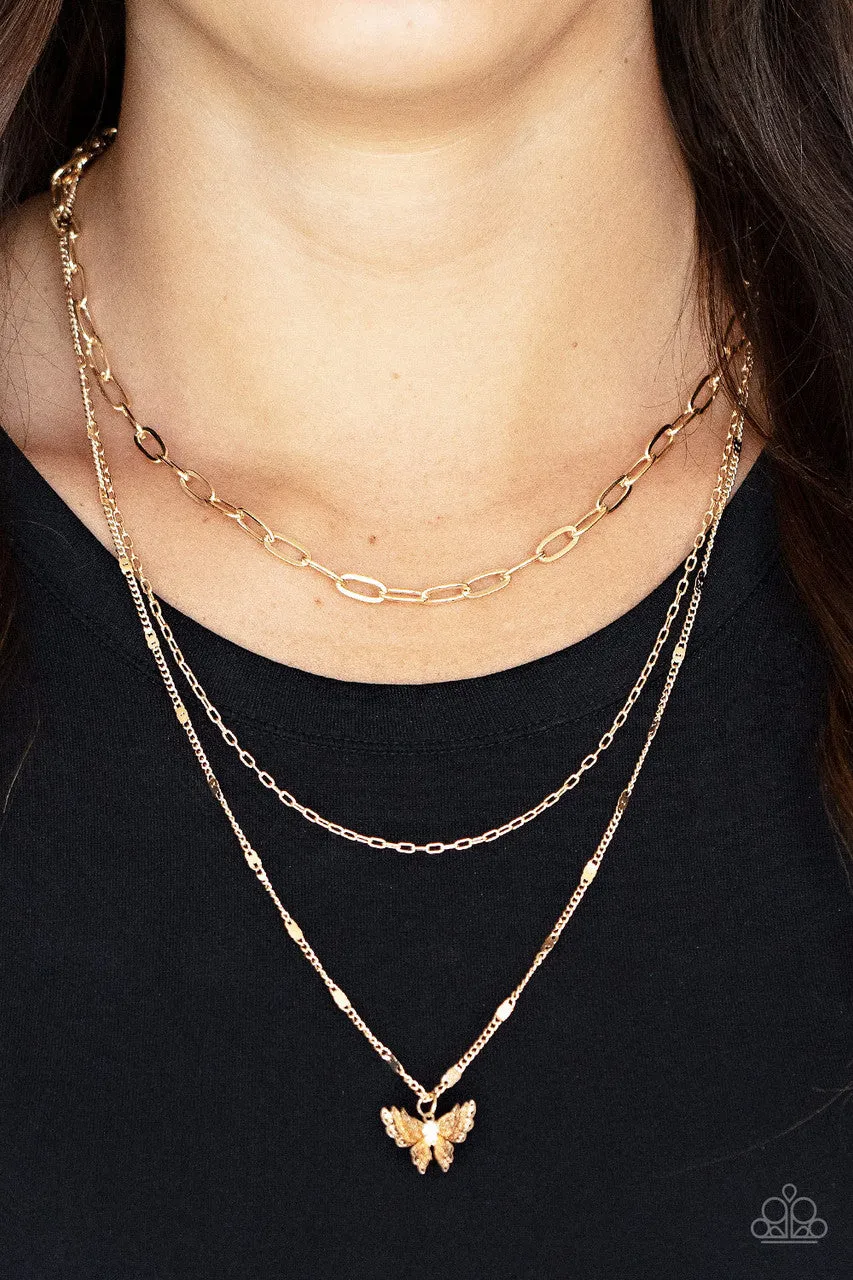 Bountiful Butterflies Gold Paparazzi Necklace
