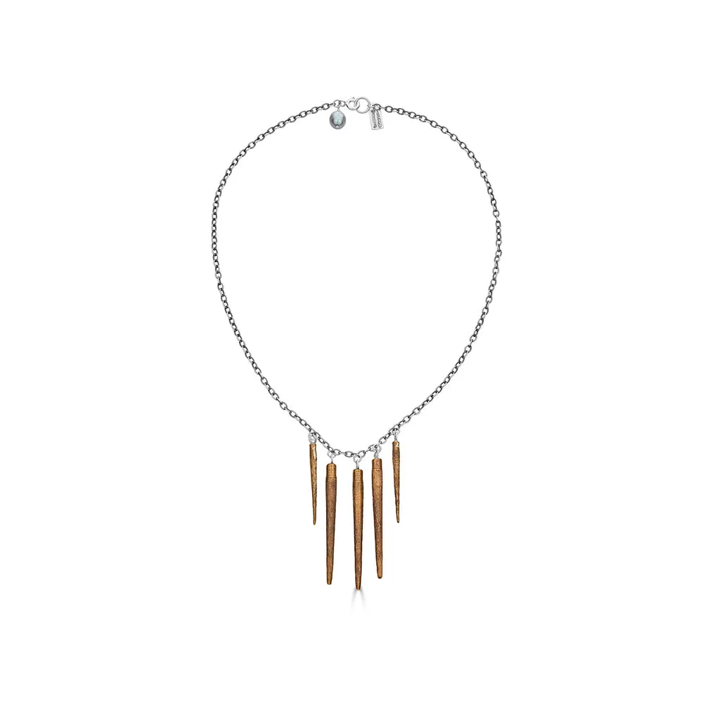 Brass and Sterling Silver Spikes Choker