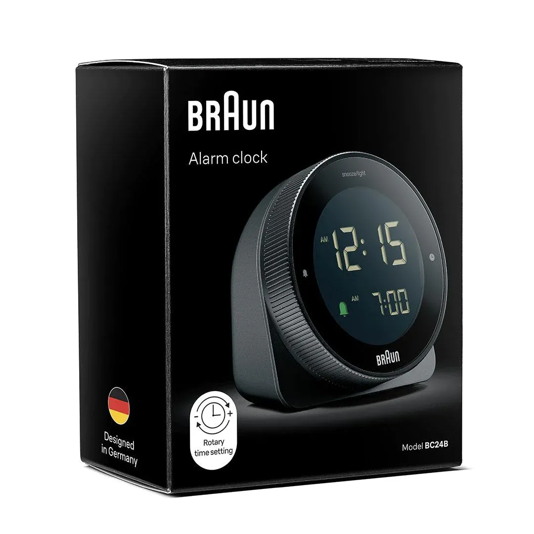 Braun Digital Clock with Snooze, Rotating bezel for quick time setting - BC24B