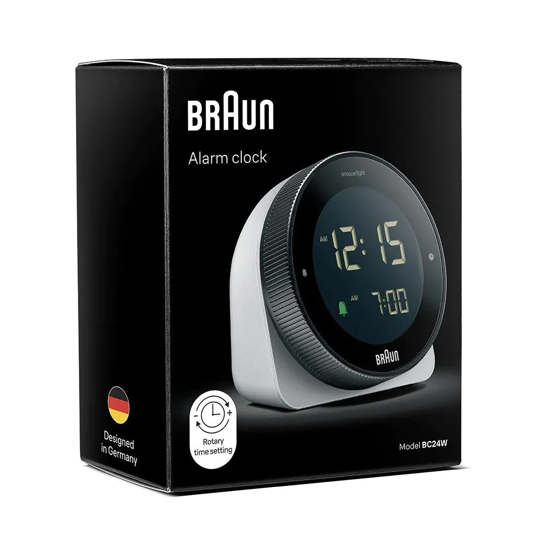 Braun Digital Clock with Snooze,Rotating bezel for quick time setting - BC24W