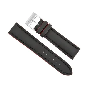 Breitling Black Leather Watch Band Strap with Red Trimming 22mm - 20mm 228X-A20BASA.1
