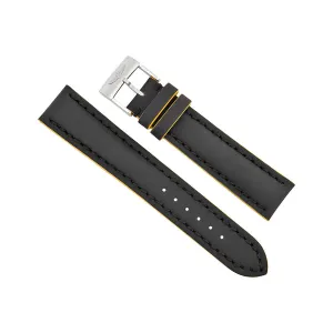 Breitling Black Leather Watch Band Strap with Yellow Trimming 20mm - 18 mm 225X-A18BA.1