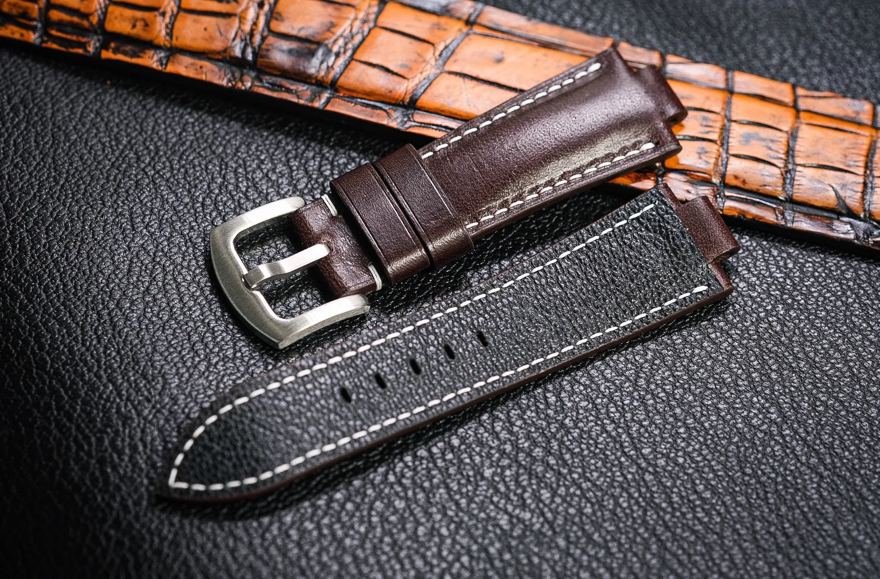 Brown chocolate cow leather handmade watch trap HDCC98