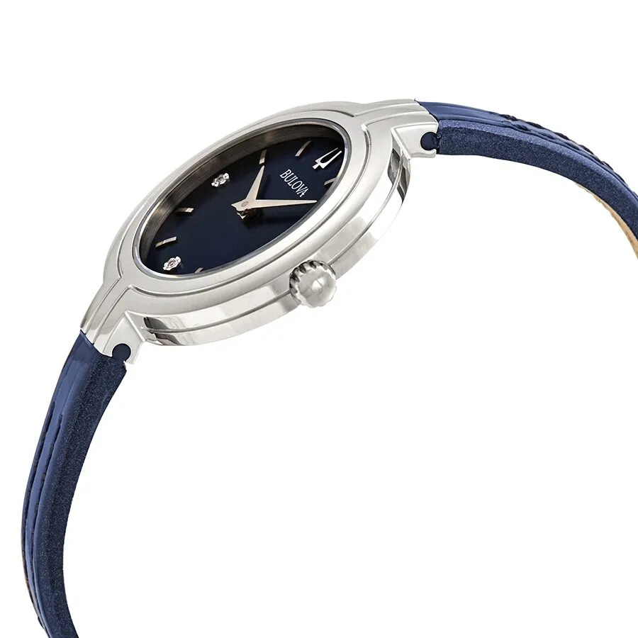 Bulova Rhapsody Quartz Blue Dial Blue Leather Ladies Watch 96P212