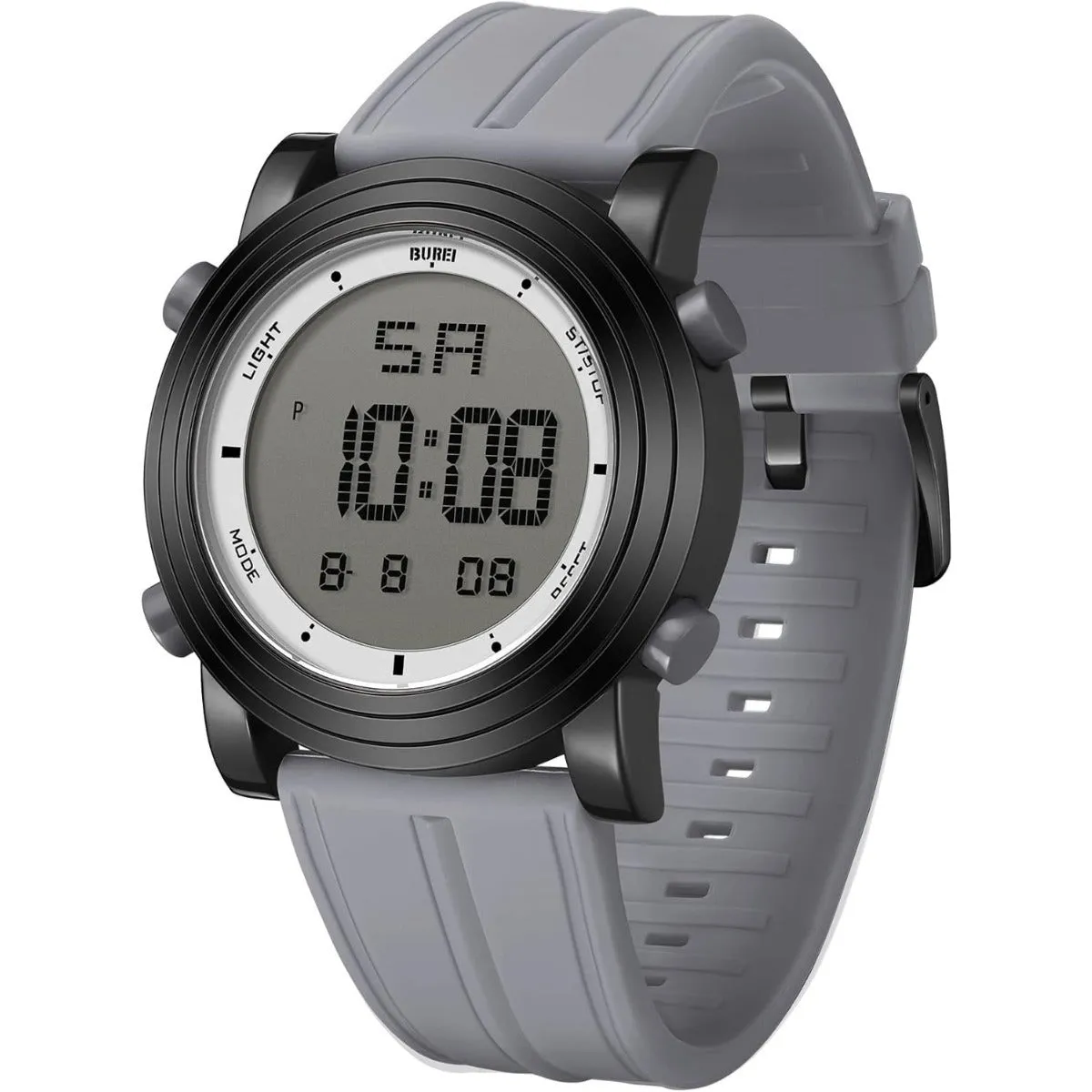 BUREI Digital Herren Uhren Sport Outdoor Armbanduhr Silikon Herren mit Wecker/Kalender/Stoppuhr/LED-Hintergrundbeleuchtung
