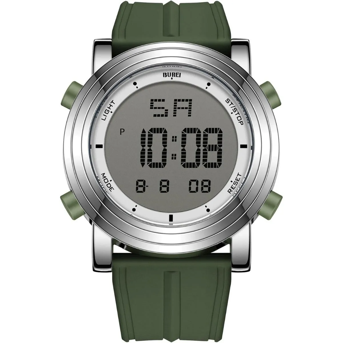 BUREI Digital Herren Uhren Sport Outdoor Armbanduhr Silikon Herren mit Wecker/Kalender/Stoppuhr/LED-Hintergrundbeleuchtung