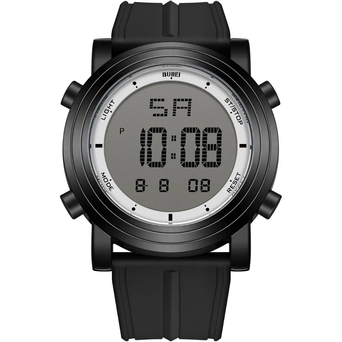 BUREI Digital Herren Uhren Sport Outdoor Armbanduhr Silikon Herren mit Wecker/Kalender/Stoppuhr/LED-Hintergrundbeleuchtung