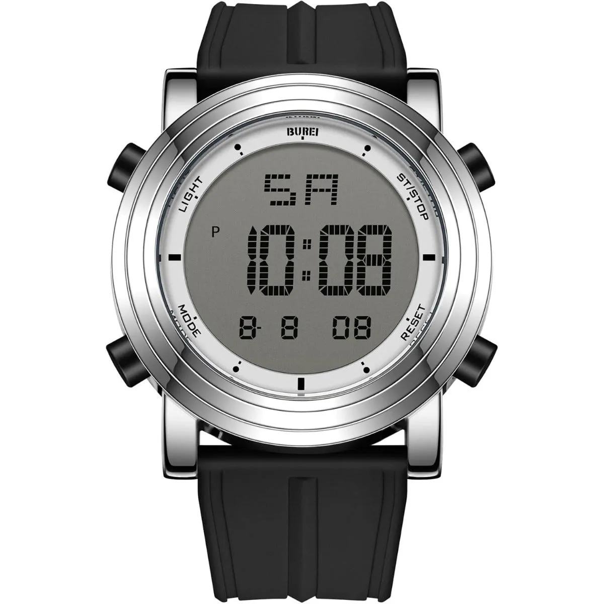 BUREI Digital Herren Uhren Sport Outdoor Armbanduhr Silikon Herren mit Wecker/Kalender/Stoppuhr/LED-Hintergrundbeleuchtung