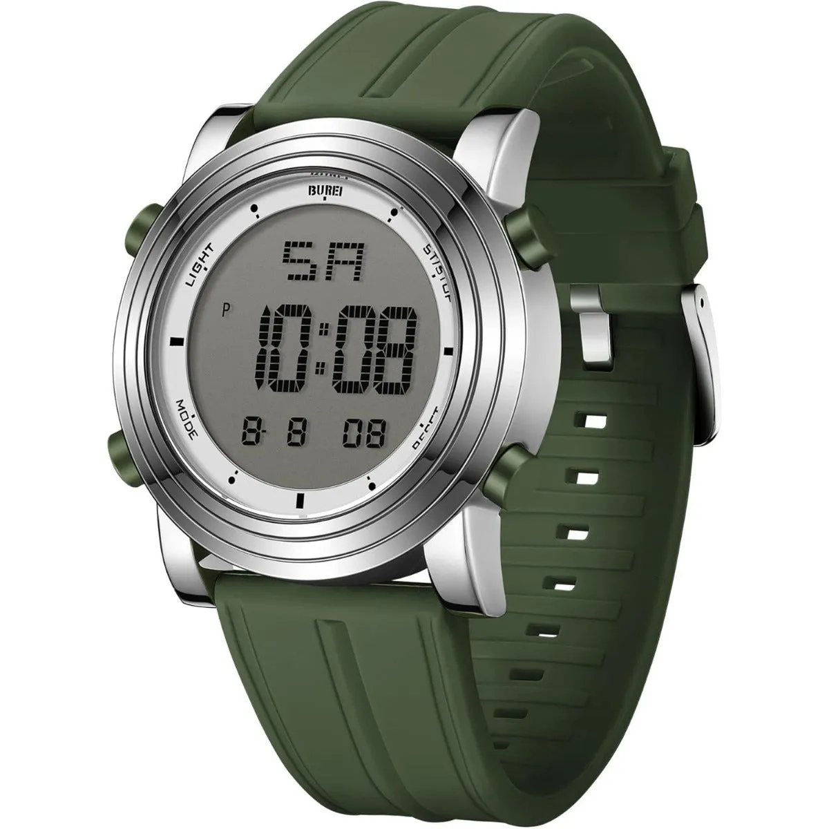 BUREI Digital Herren Uhren Sport Outdoor Armbanduhr Silikon Herren mit Wecker/Kalender/Stoppuhr/LED-Hintergrundbeleuchtung