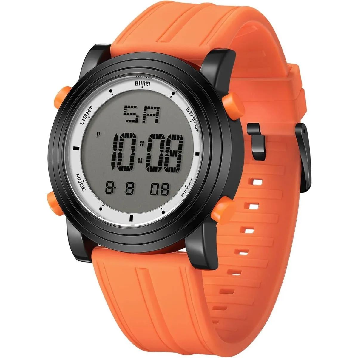 BUREI Digital Herren Uhren Sport Outdoor Armbanduhr Silikon Herren mit Wecker/Kalender/Stoppuhr/LED-Hintergrundbeleuchtung