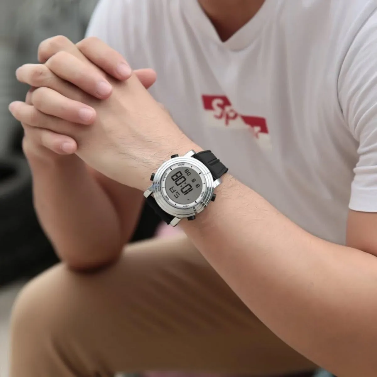 BUREI Digital Herren Uhren Sport Outdoor Armbanduhr Silikon Herren mit Wecker/Kalender/Stoppuhr/LED-Hintergrundbeleuchtung