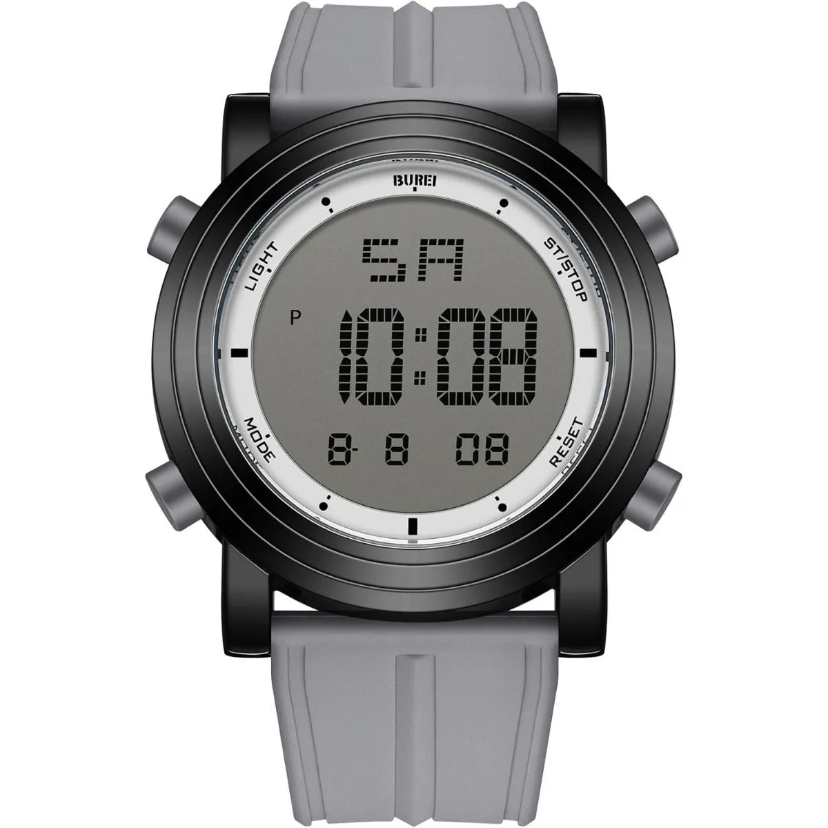 BUREI Digital Herren Uhren Sport Outdoor Armbanduhr Silikon Herren mit Wecker/Kalender/Stoppuhr/LED-Hintergrundbeleuchtung
