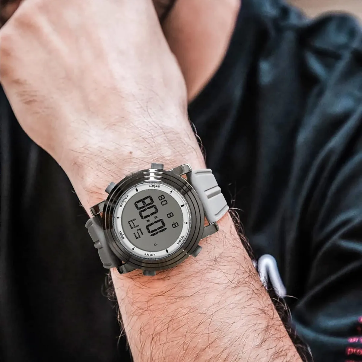 BUREI Digital Herren Uhren Sport Outdoor Armbanduhr Silikon Herren mit Wecker/Kalender/Stoppuhr/LED-Hintergrundbeleuchtung