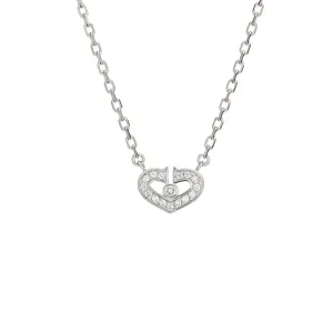 C de Cartier Diamond Necklace Estate 18k White Gold 15" Chain Fine Jewelry