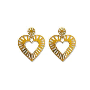 Camila Gold Striped Heart Earrings
